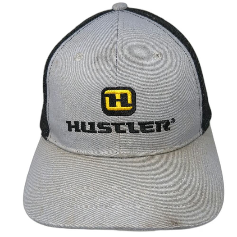 Hustler Trucker Hat Gray One Size Snapback Mesh Back Codys Power Mower Equipment